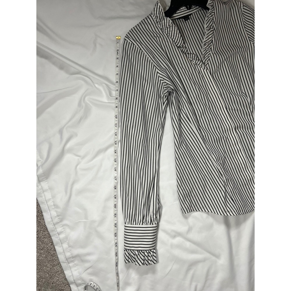 Brooks Brothers Women Ruffle Collared Supima Cottom Striped Button Down Shirt - Picture 6 of 9